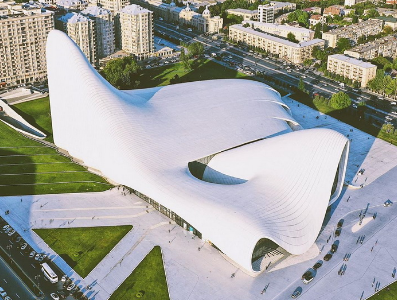 Interior view of the Heydar Aliyev Center with modern design